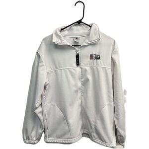 Team USA 🇺🇸 Olympic Committee Track Jacket Fleece Lined Full Zip White Size M